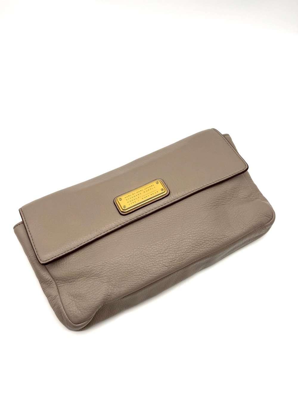 Marc Jacobs Taupe Leather Clutch Bag